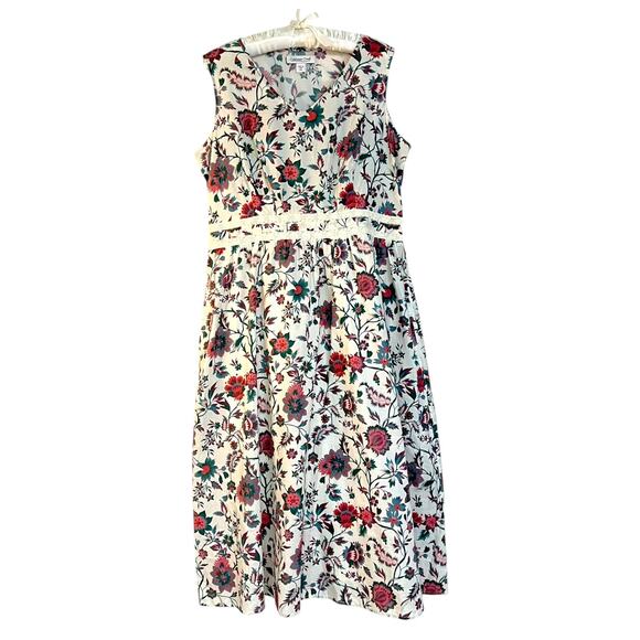 Coldwater Creek Dresses & Skirts - Coldwater Creek Size PM Cotton Floral Fit & Flare Dress Sleeveless Cottagecore